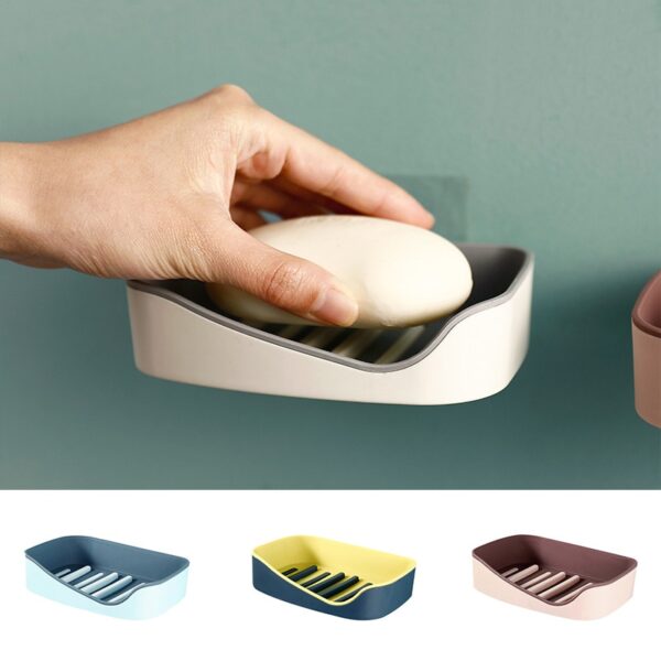Soap Rack No Drilling Wall Mounted Double Layer Soap Holder - Image 2