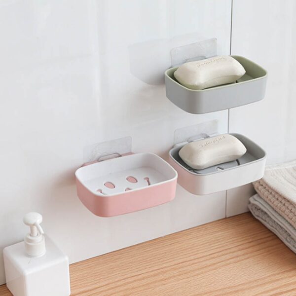 Soap Rack No Drilling Wall Mounted Double Layer Soap Holder - Image 5